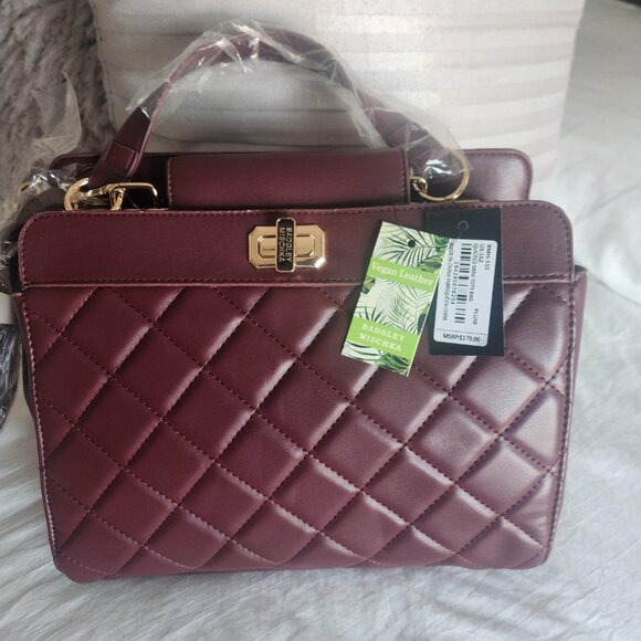 Badgley Mischka Plum Set Quilted Tote with Pink Scarf and Matching Wallet - Picture 15 of 16